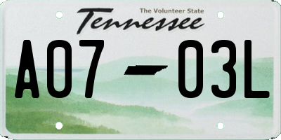 TN license plate A0703L