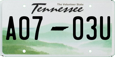TN license plate A0703U