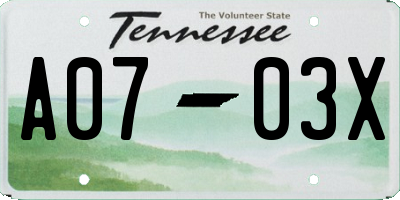 TN license plate A0703X