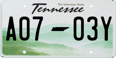 TN license plate A0703Y