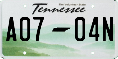 TN license plate A0704N