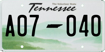 TN license plate A0704O