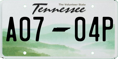 TN license plate A0704P