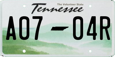 TN license plate A0704R