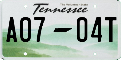TN license plate A0704T