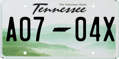 TN license plate A0704X