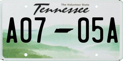 TN license plate A0705A