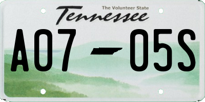 TN license plate A0705S