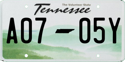 TN license plate A0705Y