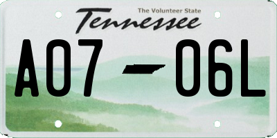 TN license plate A0706L