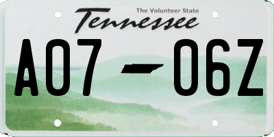 TN license plate A0706Z
