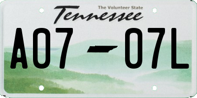 TN license plate A0707L