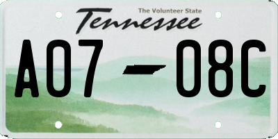 TN license plate A0708C