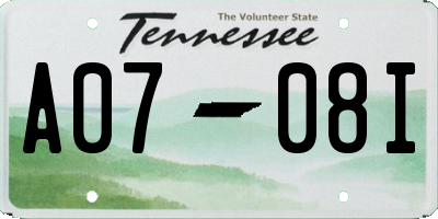 TN license plate A0708I