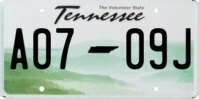 TN license plate A0709J