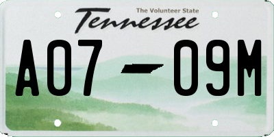 TN license plate A0709M