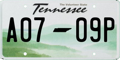 TN license plate A0709P