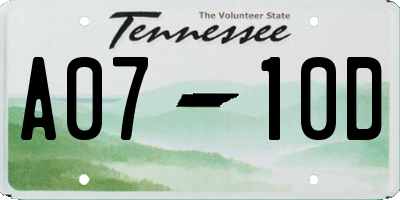 TN license plate A0710D