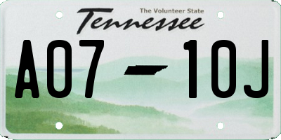 TN license plate A0710J