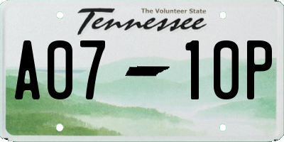 TN license plate A0710P