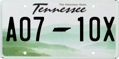 TN license plate A0710X