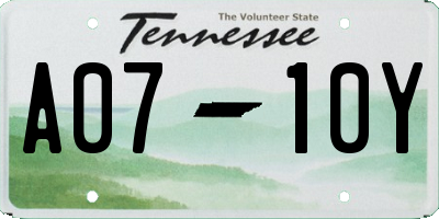 TN license plate A0710Y