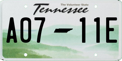 TN license plate A0711E