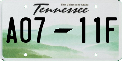 TN license plate A0711F