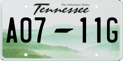 TN license plate A0711G