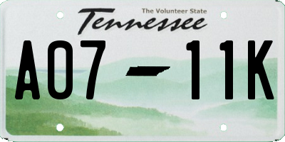 TN license plate A0711K