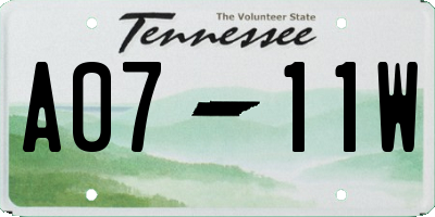 TN license plate A0711W