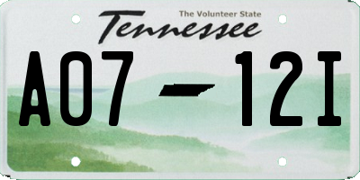 TN license plate A0712I