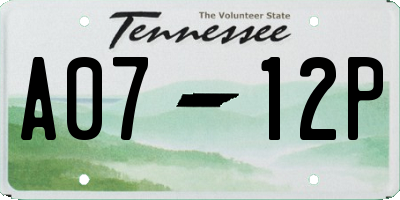 TN license plate A0712P