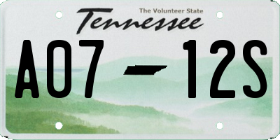 TN license plate A0712S
