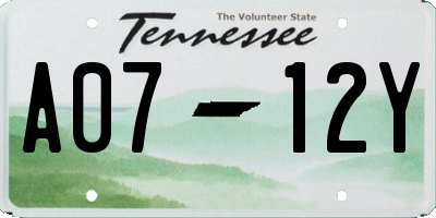 TN license plate A0712Y