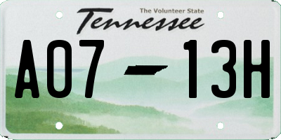 TN license plate A0713H