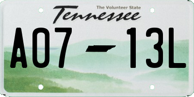TN license plate A0713L