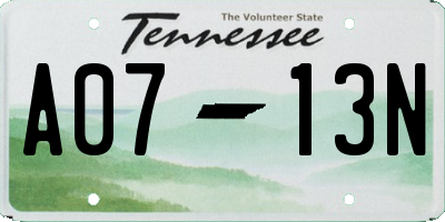 TN license plate A0713N