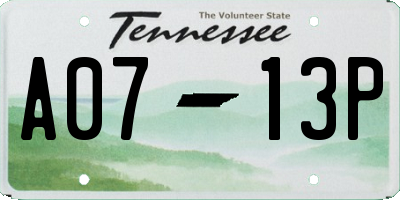 TN license plate A0713P