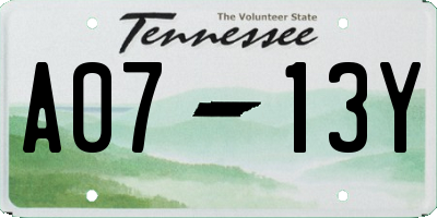 TN license plate A0713Y