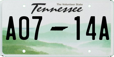 TN license plate A0714A