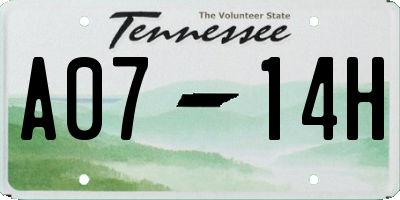 TN license plate A0714H