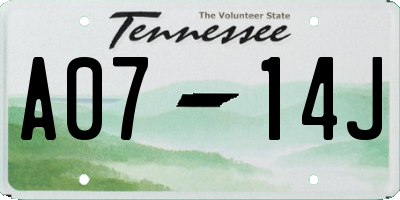 TN license plate A0714J