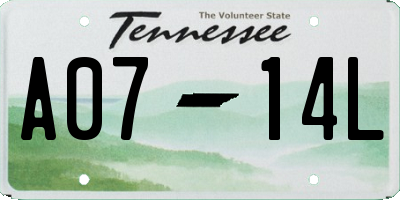 TN license plate A0714L
