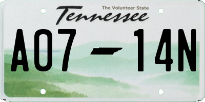 TN license plate A0714N