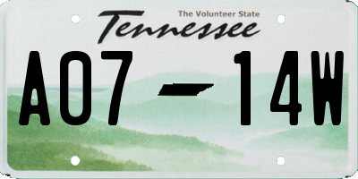TN license plate A0714W