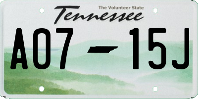 TN license plate A0715J