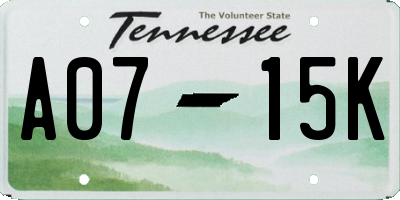 TN license plate A0715K