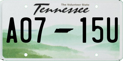 TN license plate A0715U