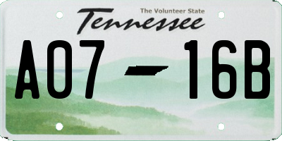 TN license plate A0716B